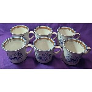 6 - Salem Stoneware Georgetown Eagle & Shield - Tea / Coffee Cup / Mug - 3" Tall